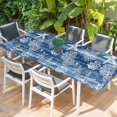 thumbnail image 2 of Navy Blue Coastal Table Cloths for 8 Foot Rectangle Tables, Summer Beach Nautical Starfish Coral Vintage Patio Waterproof Elastic Fitted Tablecloths, Washable Rectangular Table Cover for Camping, 2 of 8
