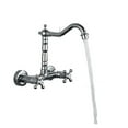 thumbnail image 1 of Chrome Kitchen Sink Faucet, Long Spout Rotation Daul Handle Cold Hot Water Mixer Washing Tub Crane ,Versatile Features, 1 of 7