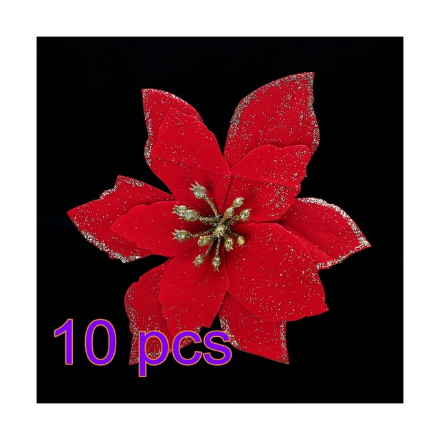 13cm Christmas Artificial Flowers Gold Side Xmas Tree Decorations Wedding Party Decor Ornaments