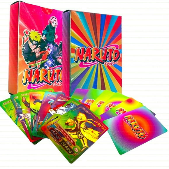 Anime Unique Card Desk Pack, Official Anime CCG Collectable Playing Foil Cards, Anime Merchandise Gift, Pack of 55 (Naruto Cards Rainbow)