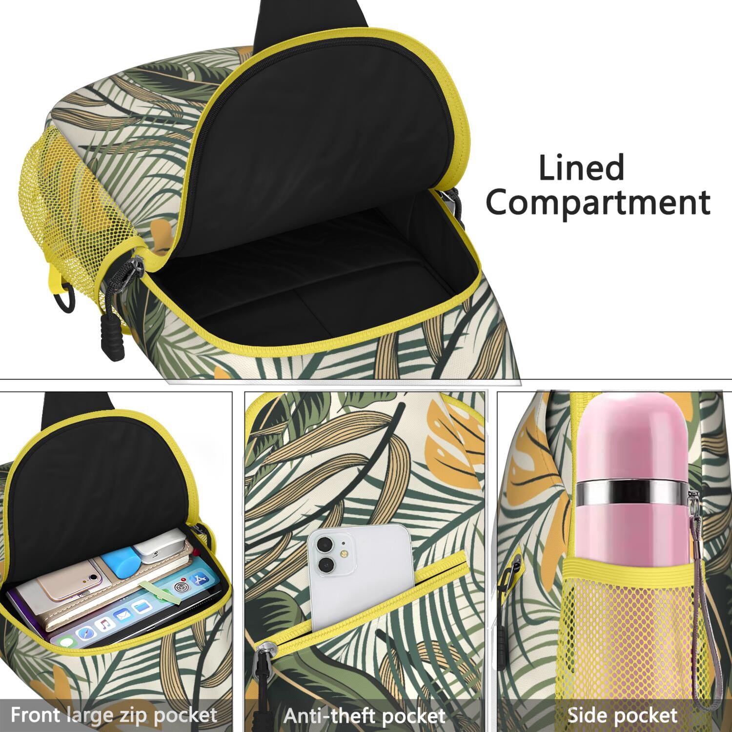 Hawaiian Floral Chest Bag - Lightweight Shoulder Backpack with Anti-Theft Design & Versatile Wear - Ideal for Outdoor Adventures, Biking, Casual Urban Use