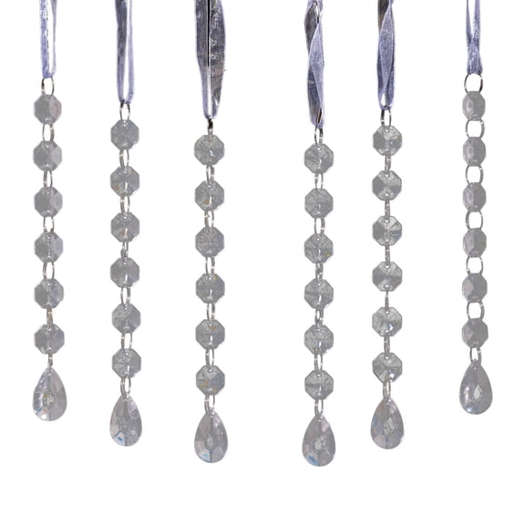 Luoshdecor 6Pcs Acrylic Hanging Crystals,Clear Plastic Finial Drop Christmas Ornaments for Chandeliers Shots Window Christmas Tree 7 in