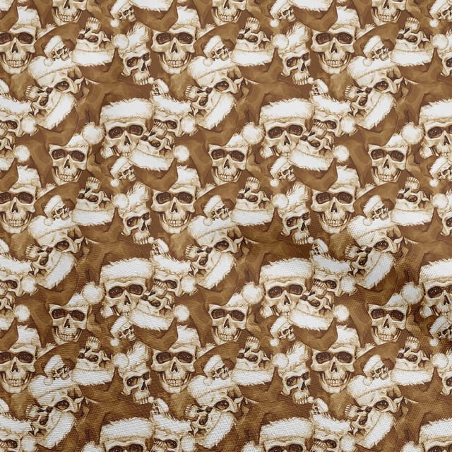 oneOone Rayon Brown Fabric Skull Sewing Material Print Fabric By The Yard 56 Inch Wide