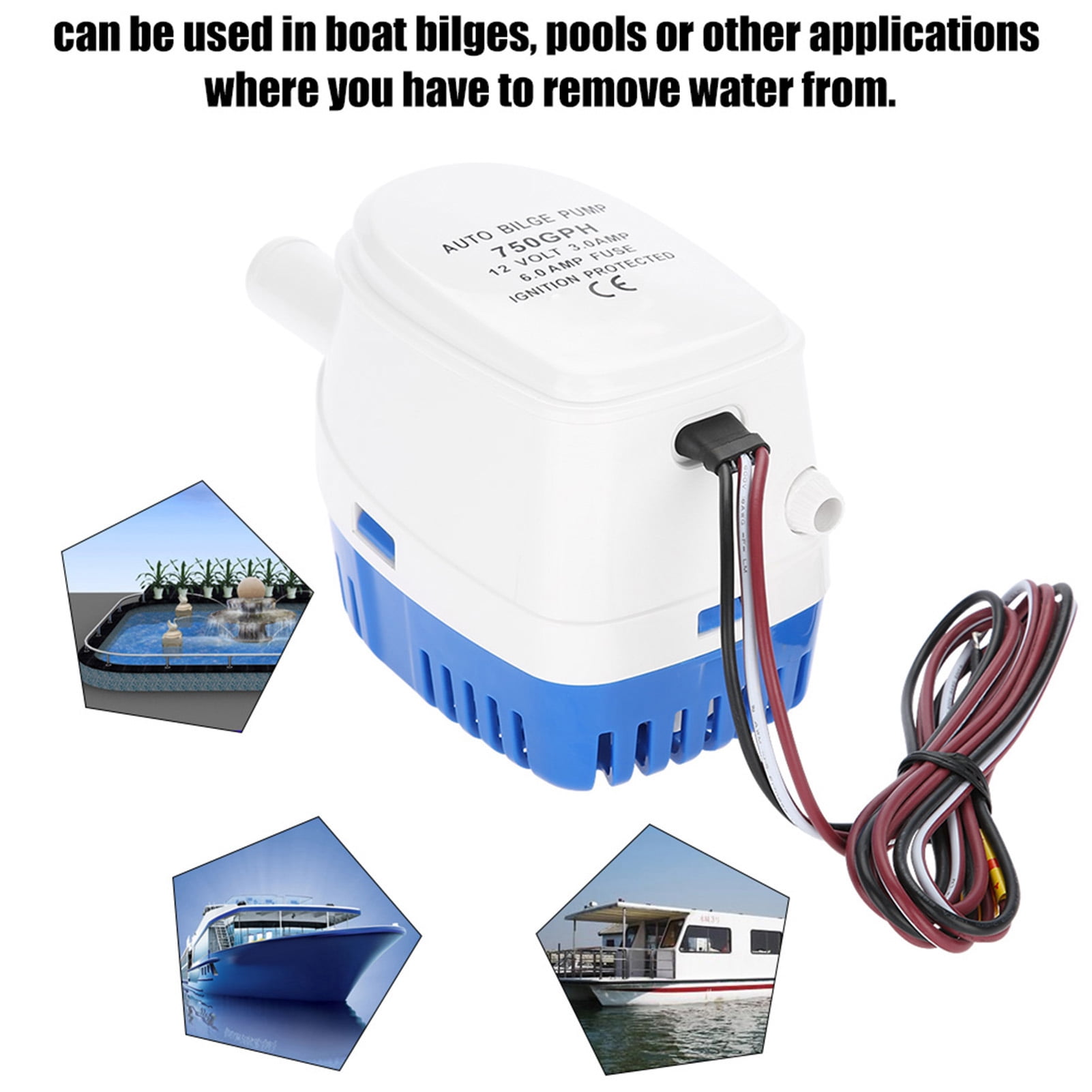 Fyydes Auto Bilge Water Pump ,12V Boat Automatic Submersible Bilge