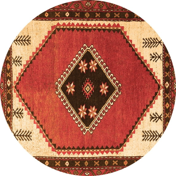 Ahgly Company Indoor Round Persian Orange Traditional Area Rugs, 8' Round
