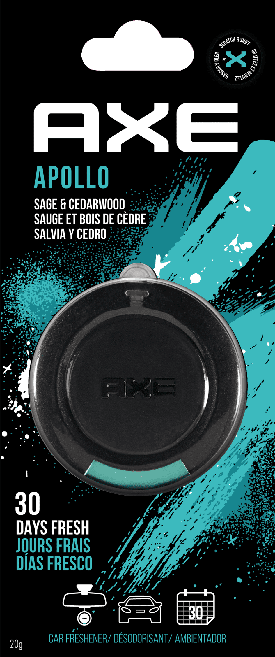 Axe Car Air Freshener Pendant Gel Apollo, 1 Pack