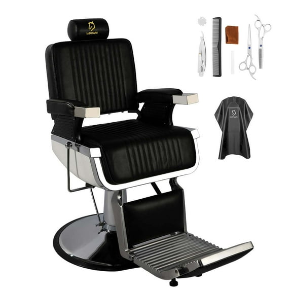 Hydraulic Barber Chair  with Foot Rest and Square Base 360 Degrees Rolling Swivel Hair Styling Chair, All Purpose Beauty Spa Equipment  Salon Chair Tattoo Chair Beauty Equipment (Black)