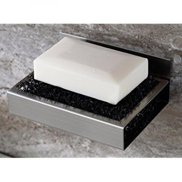 KAERSI Bathroom Stainless Steel Soap Dish Holder Self Adhesive Soap