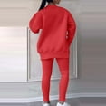 thumbnail image 4 of Sweatsuits Women 2 Piece Outfit Slit Side Plus Size Fleece Long Sleeve Crewneck Sweatshirt and Leggings Solid Athleisure, 4 of 7