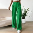 thumbnail image 3 of High Waisted Pants for Women Button Lace up Straight Wide Leg Pants Casual Comfy Summer Lounge Trousers Green, 3 of 6