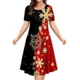 thumbnail image 2 of Vestido de alce de dibujos animados para mujer, bonito vestido con estampado de copos de nieve de Navidad, Mini vestidos de manga corta para invierno, ropa informal de fiesta 2023, 2 of 5