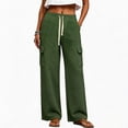 thumbnail image 5 of Plus Size Lounge Pants for Womens Fashion Wide Leg Cargo Sweatpants Elastic Drawstring High Waist Casual Sweat Pants With Pockets, 5 of 7