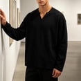 thumbnail image 6 of KyCheLot Mens Long Sleeve Shirt V Neck Textured Tops Oversized Casual Athletic Fashion Streetwear Pullover, 6 of 8