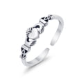 thumbnail image 3 of 4mm - Claddagh Toe Band Ring 925 Sterling Silver Thin Adjustable Stylish Rings for Women, 3 of 5