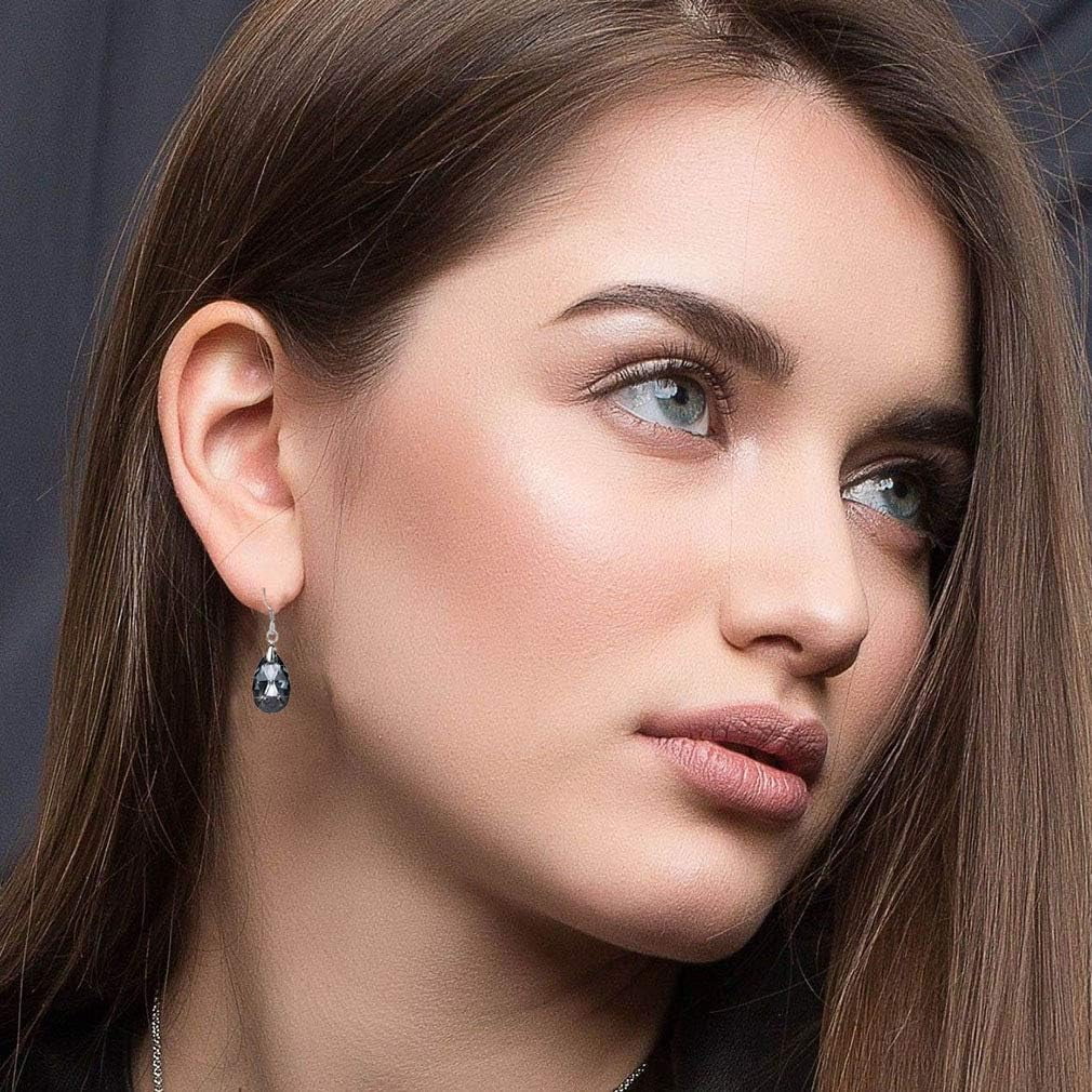 Teardrop Austrian Crystal Drop Dangle Earrings For Women 925 Sterling Silver Hook Hypoallergenic Jewelry[Z7252]