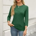 thumbnail image 5 of ABATAB 3/4 Length Sleeve Tops for Women Comfy Business Work Casual Tunic Shirts Solid Color Crew Neck Summer Fall Pullover(Large,Army Green), 5 of 6