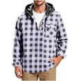 thumbnail image 3 of Button Plaid Shirts for Men,Long Sleeve Hooded Pullover Top with Drawstring and Chest Pocket,Trendy Casual Outfits, 3 of 7