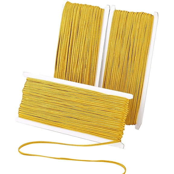 1set Polyester Cord Soutache Cord for Beading Sewing golden 3x1mm