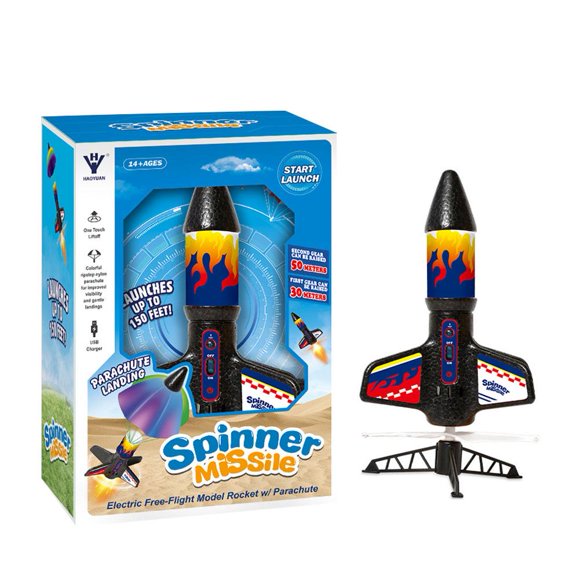 Electric Simulation Model Rocket Kit with Parachute & LED Light, Fun Toy Launcher for Kids, High-Bounce Outdoor Interactive Game, Promotes Creativity & Science Learning