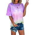 thumbnail image 1 of MYLookk Women Short Sleeve T Shirt Round Neck Tie Dye Print Loose Tops Blouse, 1 of 2