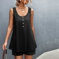 thumbnail image 4 of ShomPort 2 Piece Set for Women Summer Pajama Suits Scoop Neck Sleeveless Tunics and Wide Leg Shorts Casual Outfits, 4 of 7