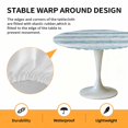 thumbnail image 2 of Elastic Fitted Round Tablecloth, Blue Striped Waterproof Stretch Table Cover for 45"-54" Tables, Rustic Farmhouse Stripes Washable Outdoor Tablecloths for Patio, Picnic, Camping, 2 of 9