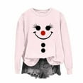 thumbnail image 4 of successthop Christmas Sweatshirt Women Snowman Face FLeece Crewneck Long Sleeve Sweaters Pullover Clothes Print Top Pink, 4 of 6