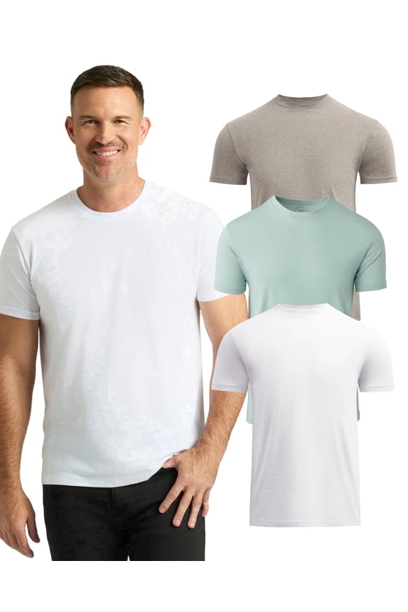 Mens T-Shirts Short Sleeve Crew Neck T Shirts for Man, Cotton Blend Plain Novelty Men's T-Shirts, Pack of 3, Variety, 3XL