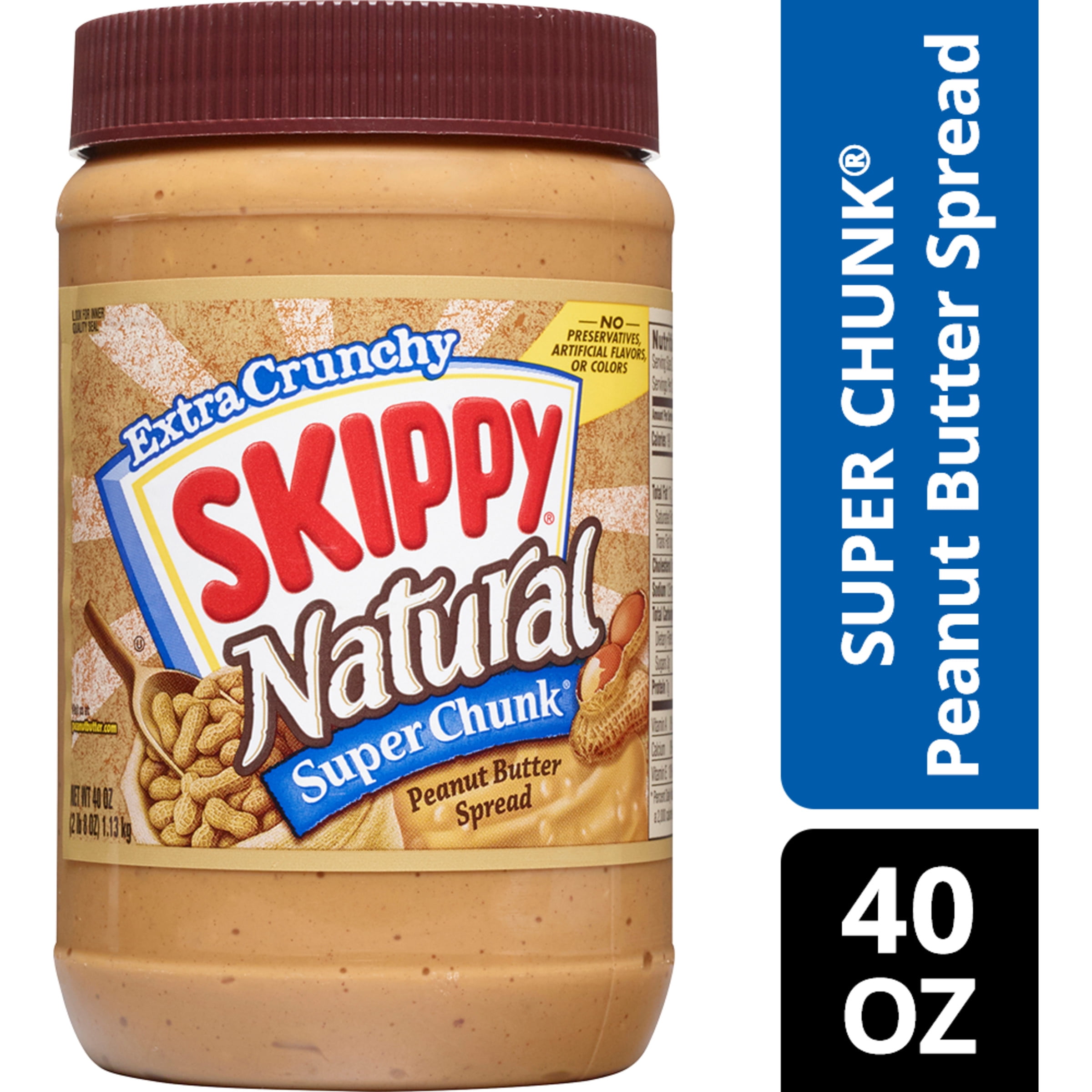 SKIPPY SUPER CHUNK Natural Peanut Butter Spread 40 oz
