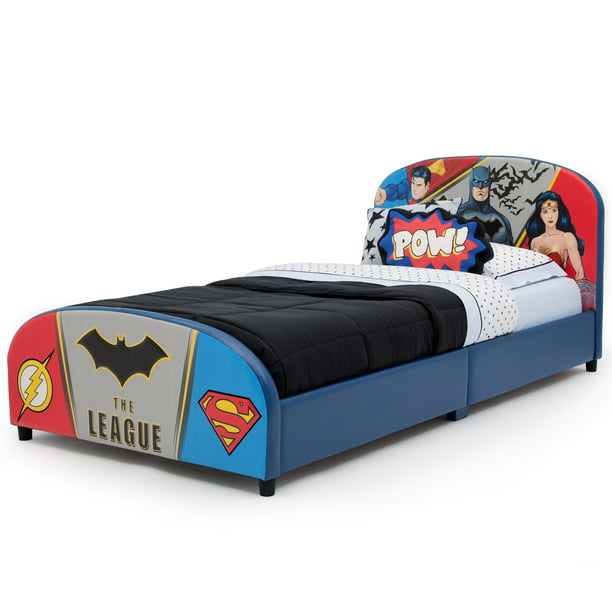Delta Children Dc Comics Justice League Upholstered Bed Twin Blue Walmart Com Walmart Com