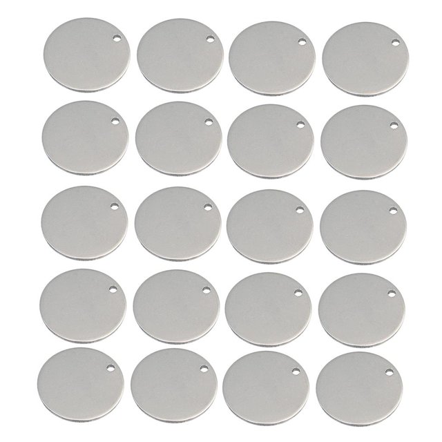 20x Etiquetas Sólidas de Acero Inoxidable s Redondos Planos de Monedas en Blanco Fabricación de Joyas Colgantes Manualidades Suministr 6mm Macarena Colgantes de etiqueta en blanco de metal