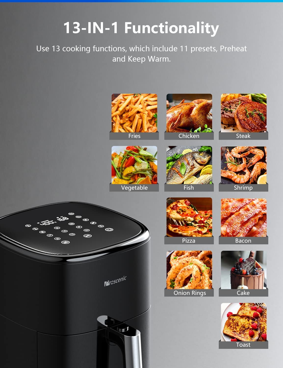 Proscenic T22 Air Fryer, 5.2 Quart App & Alexa Control With 100+ Online  Recipes Digital Toaster Ovens with LCD Screen and Non-Stick Fryer Basket