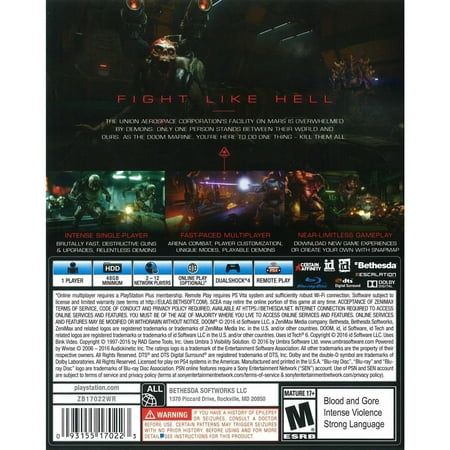Doom, Bethesda Softworks, PlayStation 4, [Physical], 093155170223