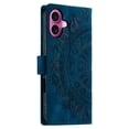 thumbnail image 3 of Flip Case for iPhone 16 Plus, Totem Embossed Flowers Premium PU Leather Wallet Folio Cover with Card Holder Kickstand Compatible with iPhone 16 Plus - Blue, 3 of 13