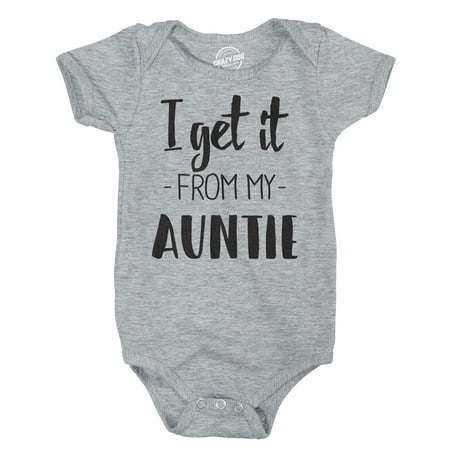 

I Get It From My Auntie Creeper Funny Family Baby Jumpsuit (Heather Grey) - 12 Months