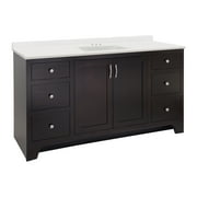 Design House 592113 Ventura 2-Door 4-Drawer Vanity with Cultured Marble 4" Centerset Contempo With Backsplash Vanity Top, Unassembled, 61x22, Espresso