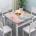 thumbnail image 3 of Pastel Cloud Starry Sky Square Fitted Tablecloth with Elastic Edge,Square Table Cover,Washable Elastic Table Cover for Home Kitchen Party Decor 36"x36", 3 of 6