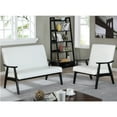 thumbnail image 3 of Furniture of America Kikee Faux Leather Cushioned Loveseat Bench in White, 3 of 4