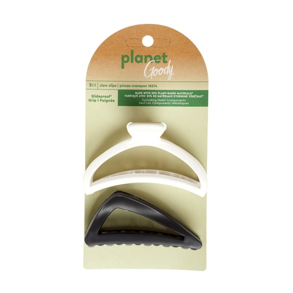 Planet Goody Slideproof?? Claw Clips Plant-Based Black White 2 Ct