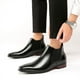 thumbnail image 5 of Botas Chelsea de otoño e invierno, botas cortas de cuero genuino para hombre, ropa formal de negocios, 5 of 6
