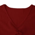 thumbnail image 7 of Miluxas Summer Mini Dresses for Women Solid Color Textured Short Dress V Neck Short Sleeve Casual T Shirt Dress with Pockets Red, 7 of 7