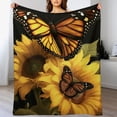 thumbnail image 3 of HENGT  Sunflower Throw Blanket Gifts for Women Girls Butterfly Flowers Theme Decor for Couch Bed Sofa Travelling Camping, Birthday Christmas Soft Cozy Lightweight Blankets for Kids Adults, 3 of 6