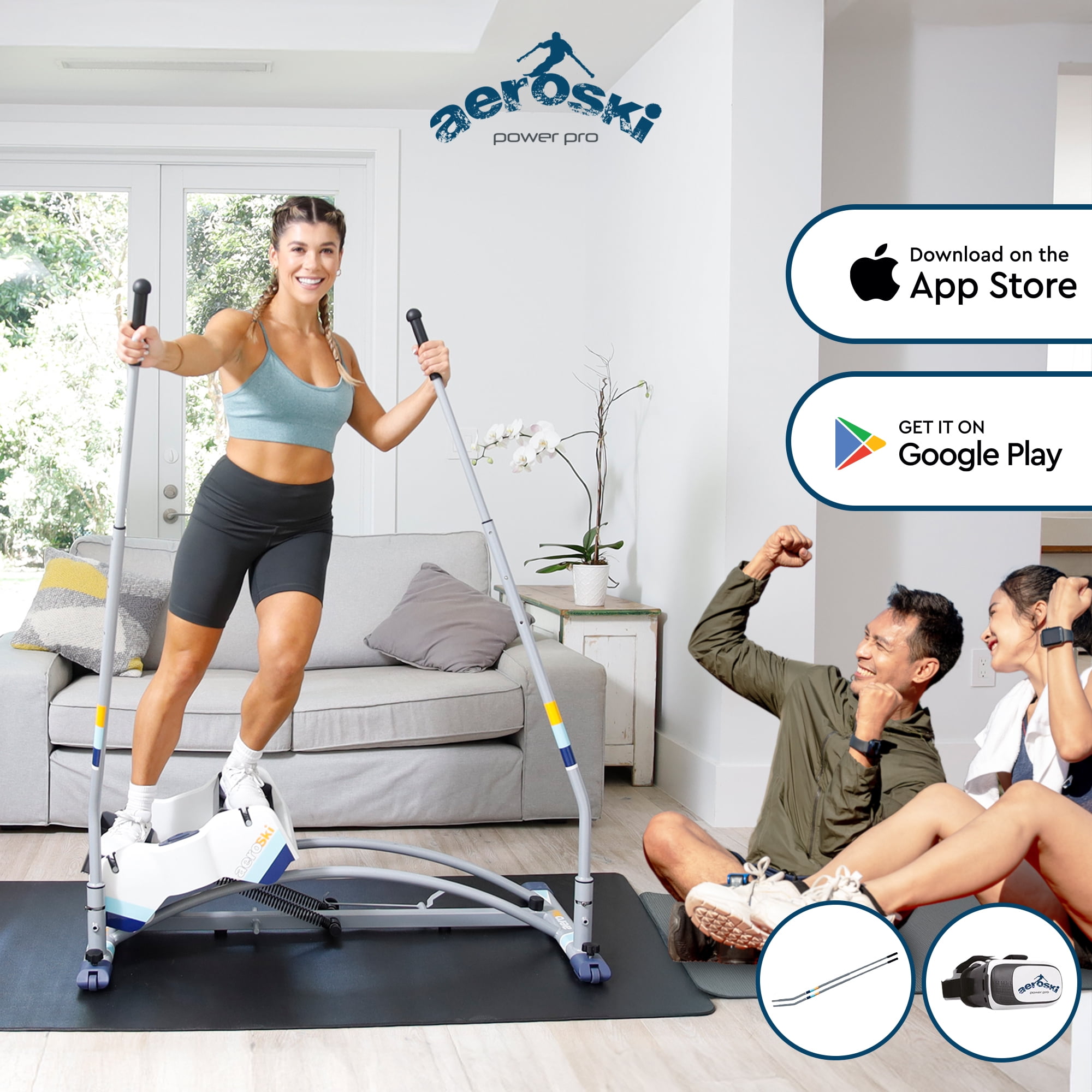Aeroski 2.0 Ski Fitness Machine, Gray, Adjustable Resistance