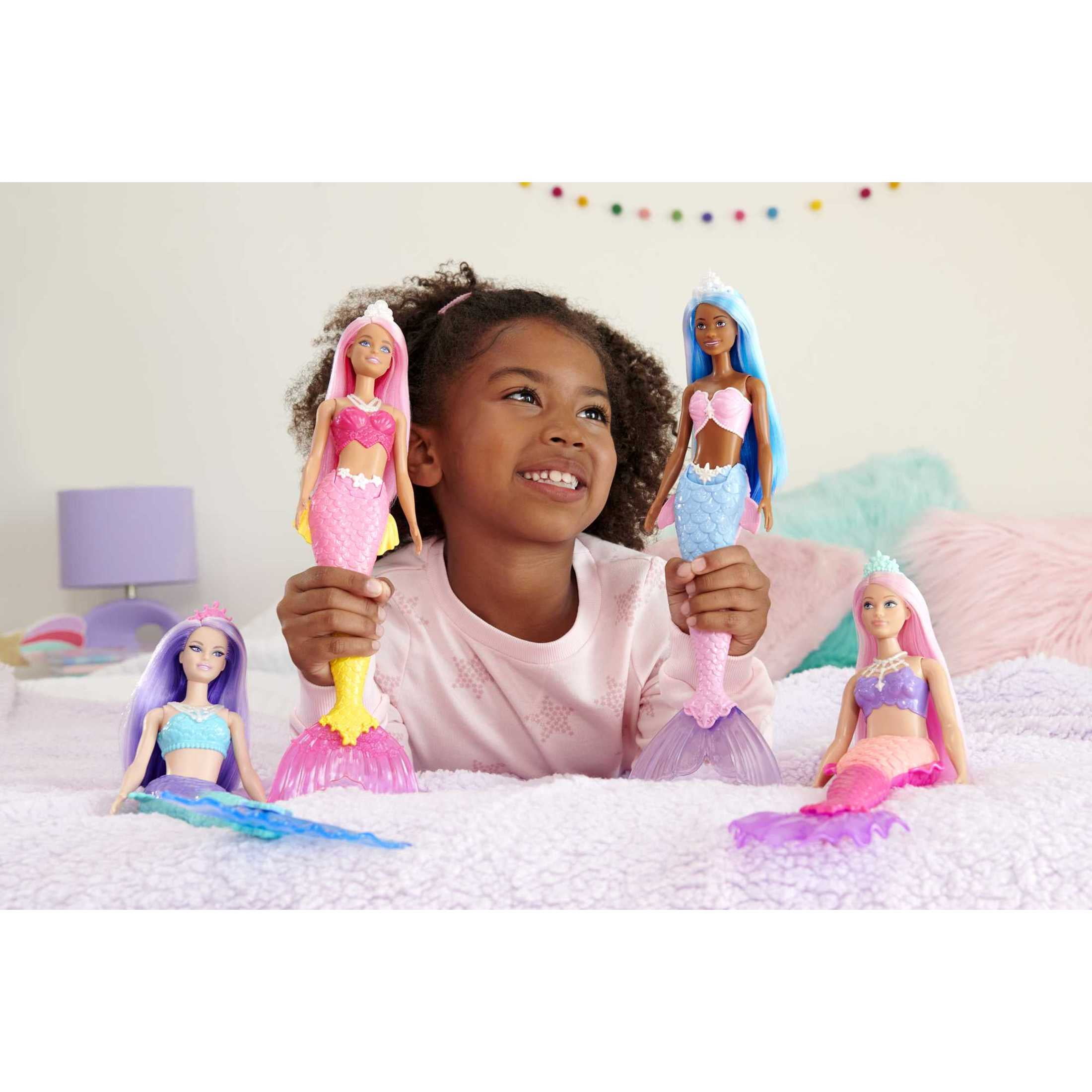 Barbie Dreamtopia Mermaid Doll with Curvy Body, Pink Hair & Tail & Tiara Accessory