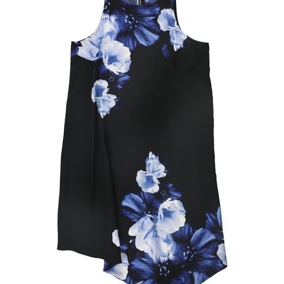 Alfani Womens Asymmetrical-Hem Swing Dress, Blue, 4