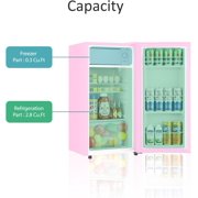 HUMSURE 3.1 Cu.ft Pink Mini Fridge with Freezer, Adjustable Temp, Quiet for Dorms & Offices