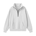 thumbnail image 4 of Yutgune Women's Quarter Zip Mock Neck Sweatshirt Oversized Long Sleeve Pullover Fall Outfits Lightweight Casual Top, 4 of 7