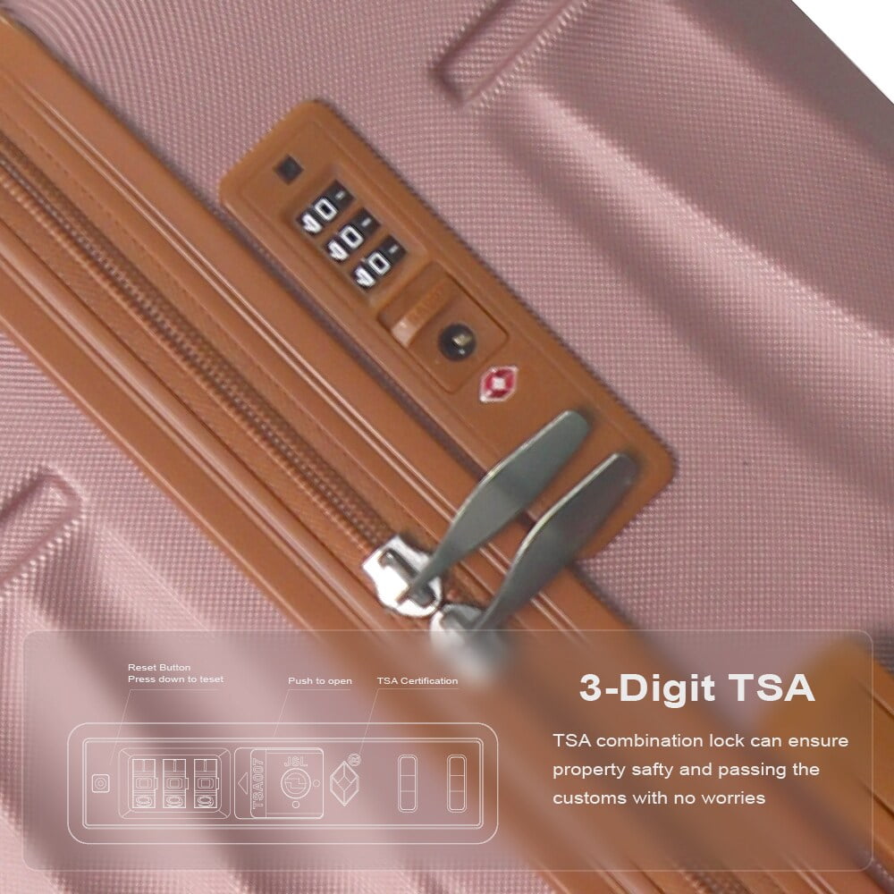 MAYEERTY 3-Piece ABS Luggage Set – Spinner Wheels, TSA Lock, Durable Suitcases, Rose Gold