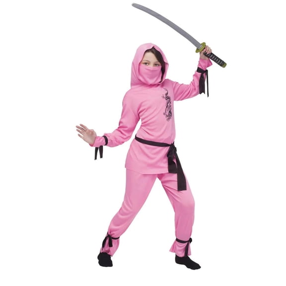 Costumes For All Occasions Pink Ninja Girl's Halloween Fancy-Dress Costume for Child, L (12-14)