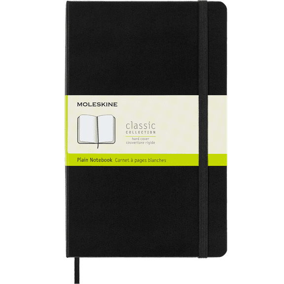 Moleskine Classic Notebook, Hard Cover, Large (5" x 8.25"), Plain, Black